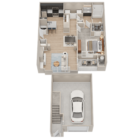Floor plan for 1 bed, 1 bath, 935 sqft
